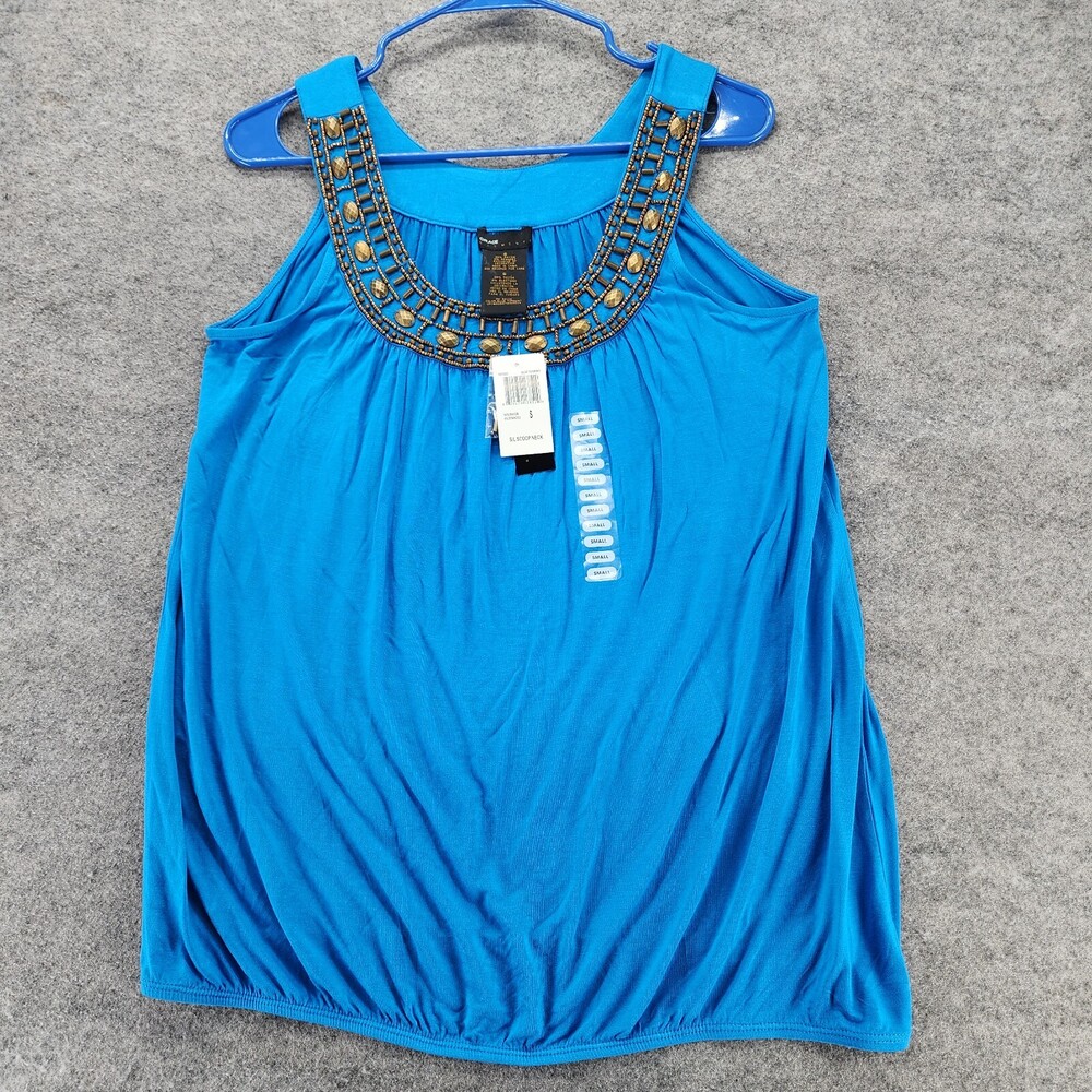 Grace Elements Top Womens Small Sleeveless Blue Scoop Neck
